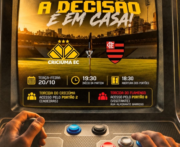 Criciúma recebe o Flamengo no Majestoso pelo jogo de volta das oitavas da Copa do Brasil Sub-20