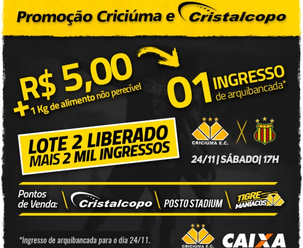 Mais um lote de 2 mil ingressos na promoção